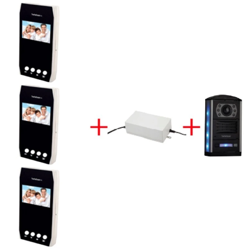 WARRIOR X4.3” Renkli Butonlu LCD Görüntülü Villa Kitler Obsidian(Üçlü)